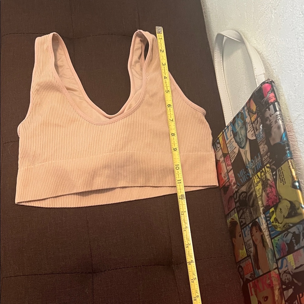 #1305+ Padded Women's Ribbed Cream Bralette - Picture 4 of 9